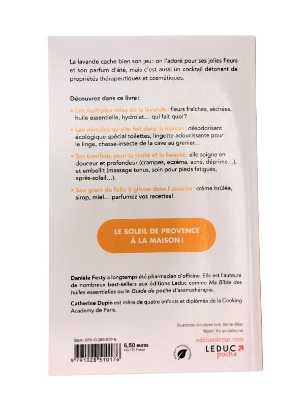 Livre La Lavande · guide poche · usages fleur/HE/hydrolat · Leduc