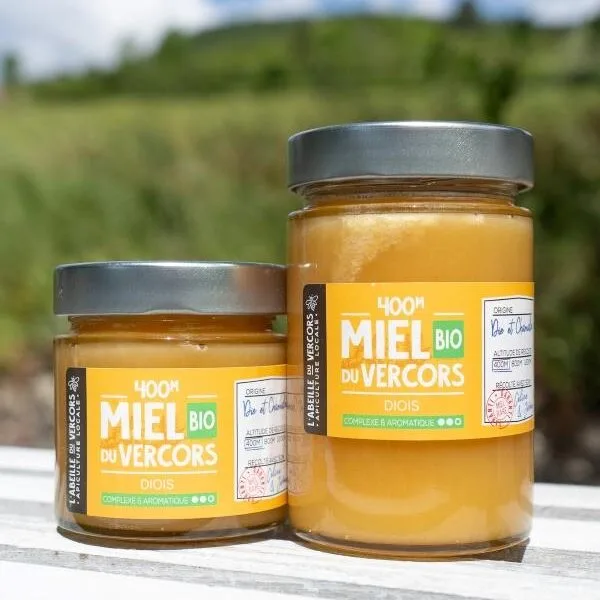 2 pots de miel du Diois.