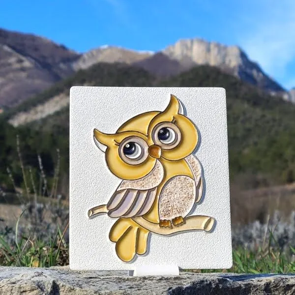 Grand diffuseur d'huile essentielle motif chouette couleur dorée.