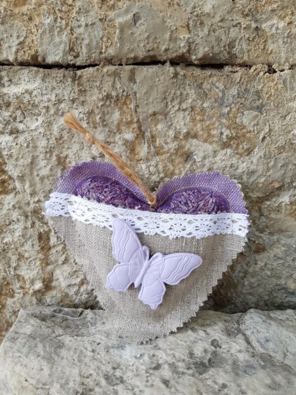 Sachet de lavande cœur Papillon