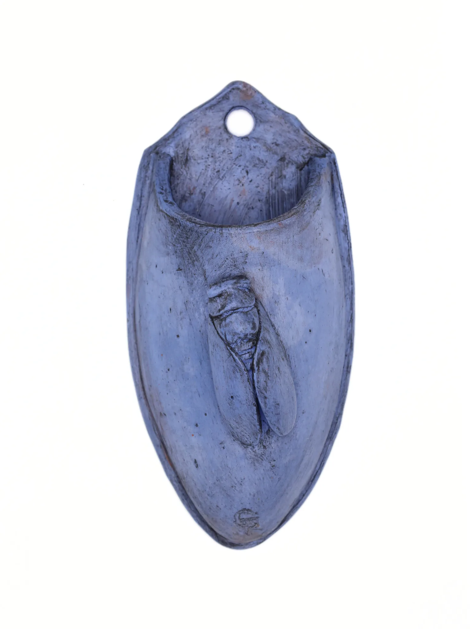 Soliflore plâtre peint et ciré