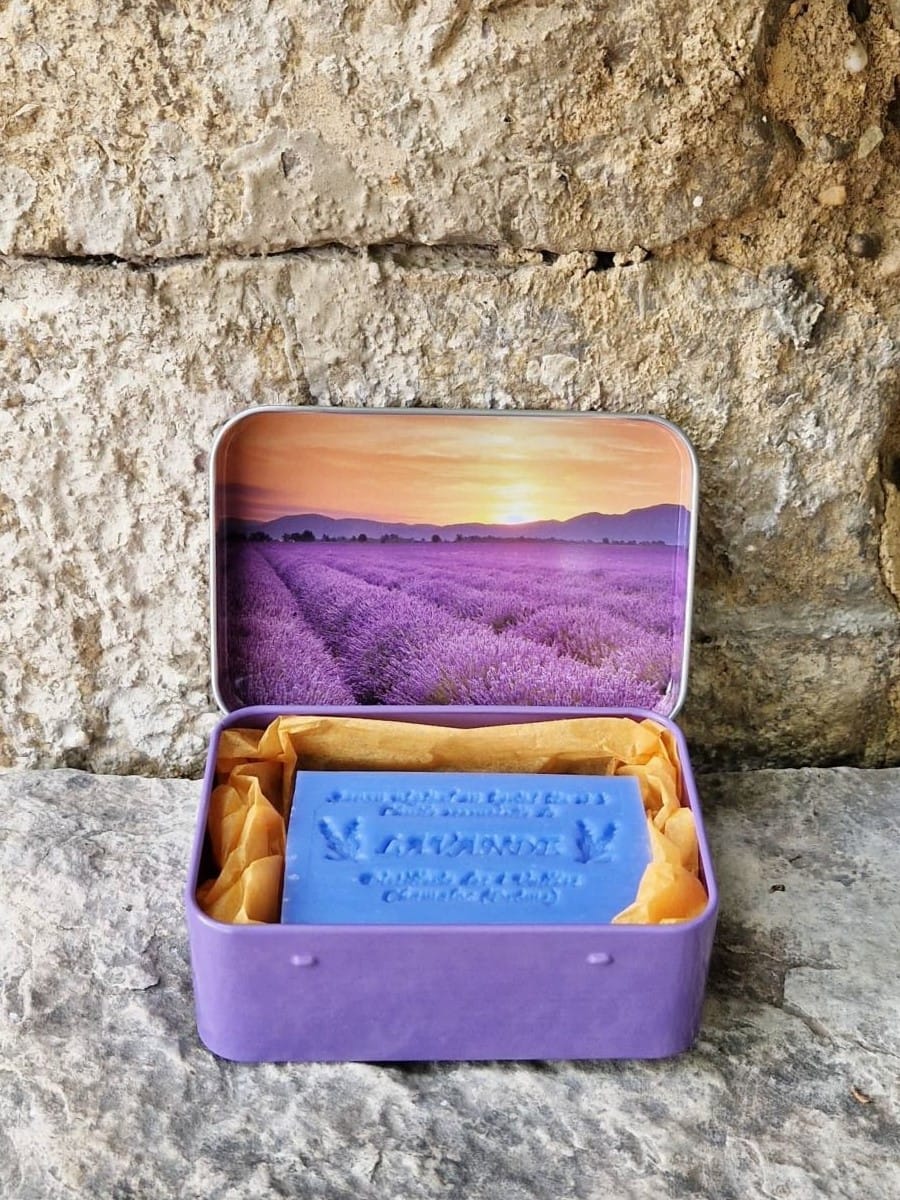 Boite savon 125 g - Sillons de lavande et coucher de soleil