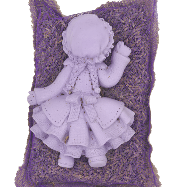 coussin figurine lavandin · sachet parfumé violet · parfum naturel pour tiroirs · fabrication locale