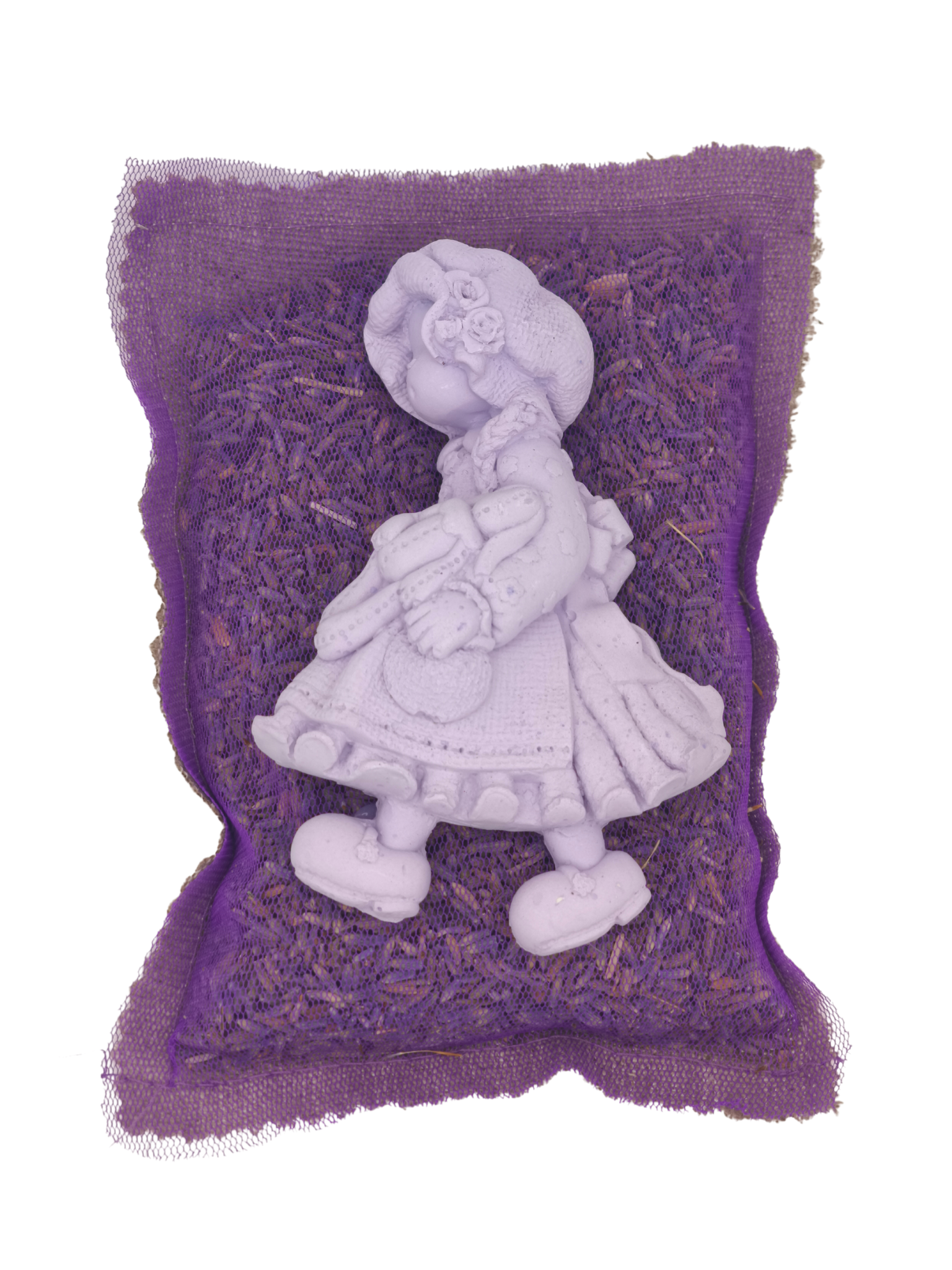 coussin figurine lavandin · sachet parfumé violet · parfum naturel pour tiroirs · fabrication locale