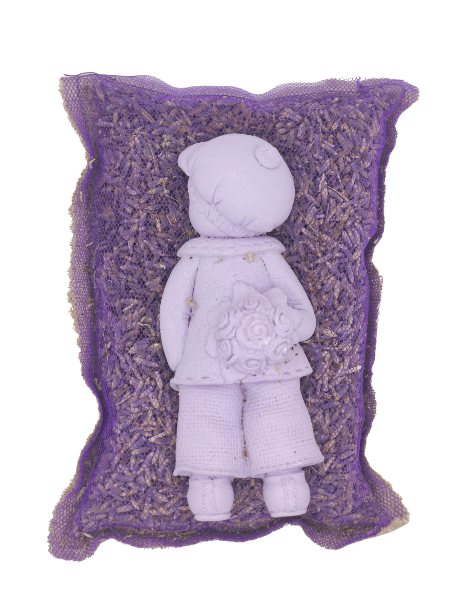 coussin figurine lavandin · sachet parfumé violet · parfum naturel pour tiroirs · fabrication locale