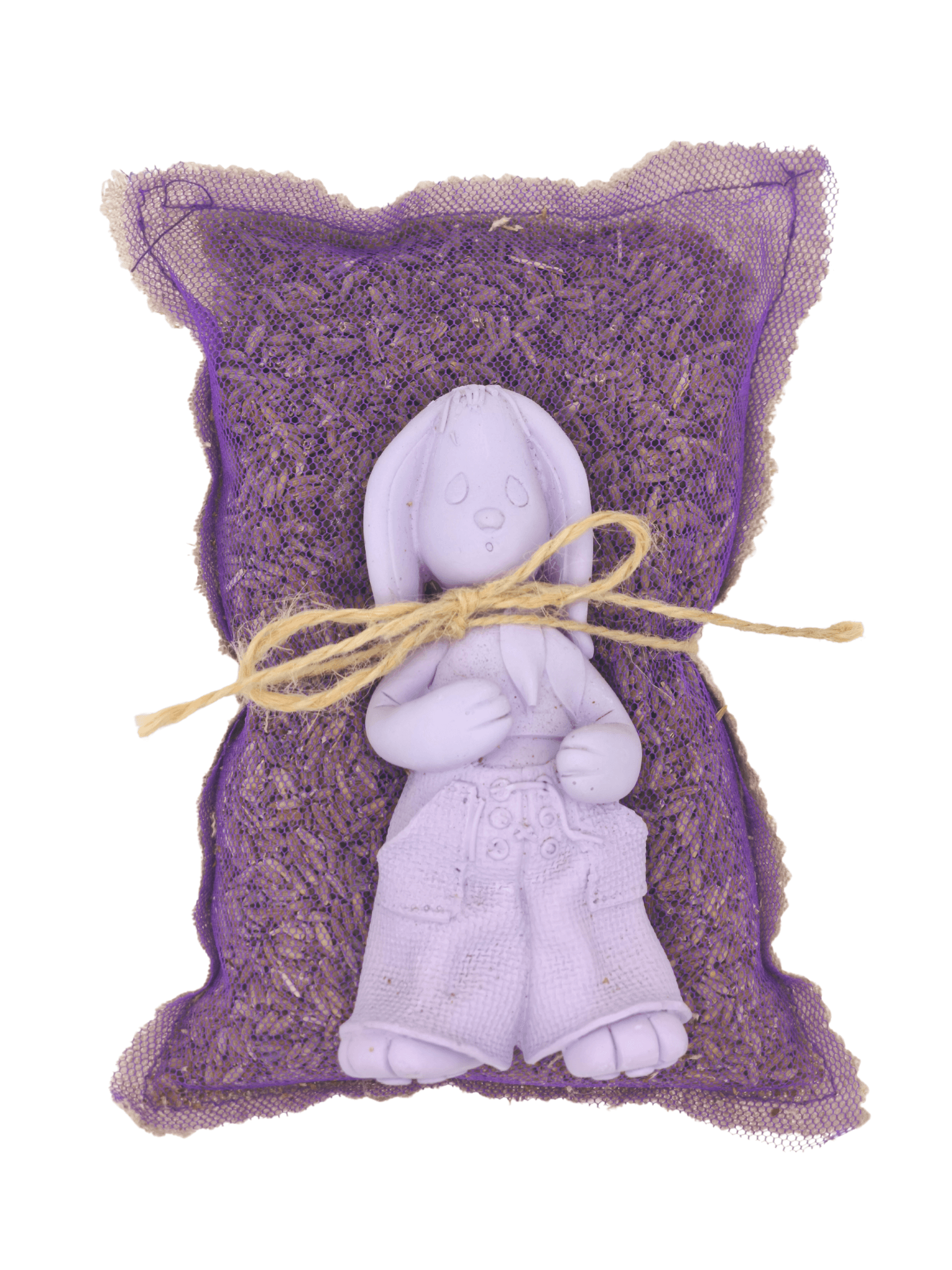 coussin figurine lavandin · sachet parfumé violet · parfum naturel pour tiroirs · fabrication locale
