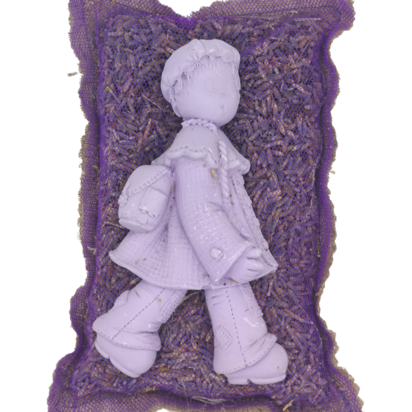 coussin figurine lavandin · sachet parfumé violet · parfum naturel pour tiroirs · fabrication locale
