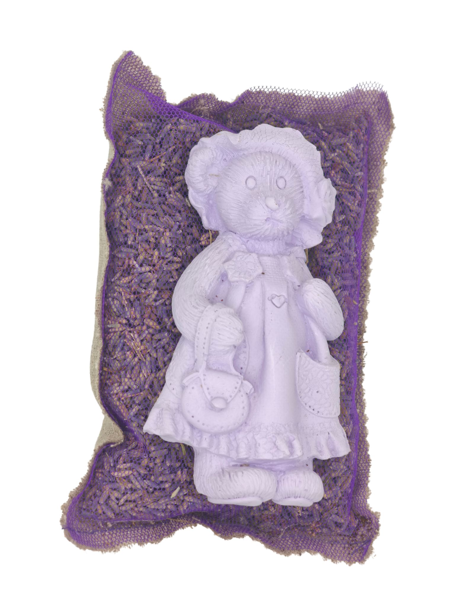 coussin figurine lavandin · sachet parfumé violet · parfum naturel pour tiroirs · fabrication locale