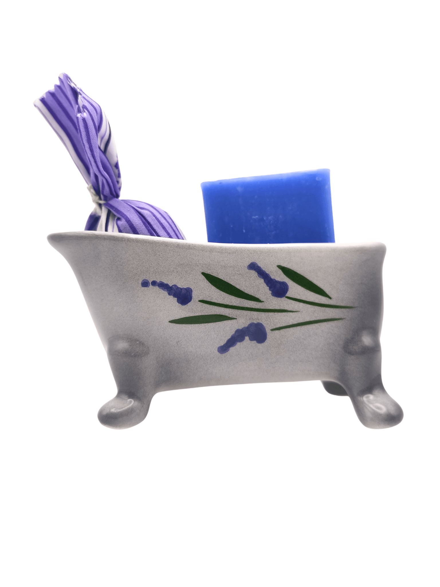 coffret baignoire lavande, set cadeau salle de bain, savon 125 g et sachet 18 g, Distillerie Française Éco responsable