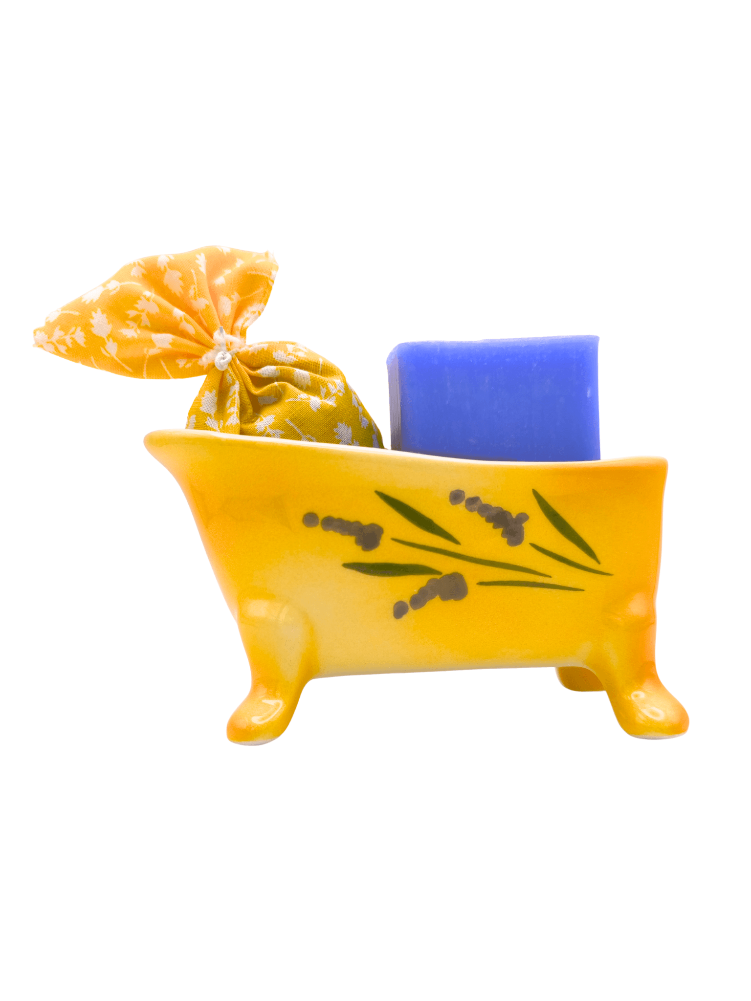 coffret baignoire lavande, set cadeau salle de bain, savon 125 g et sachet 18 g, Distillerie Française Éco responsable