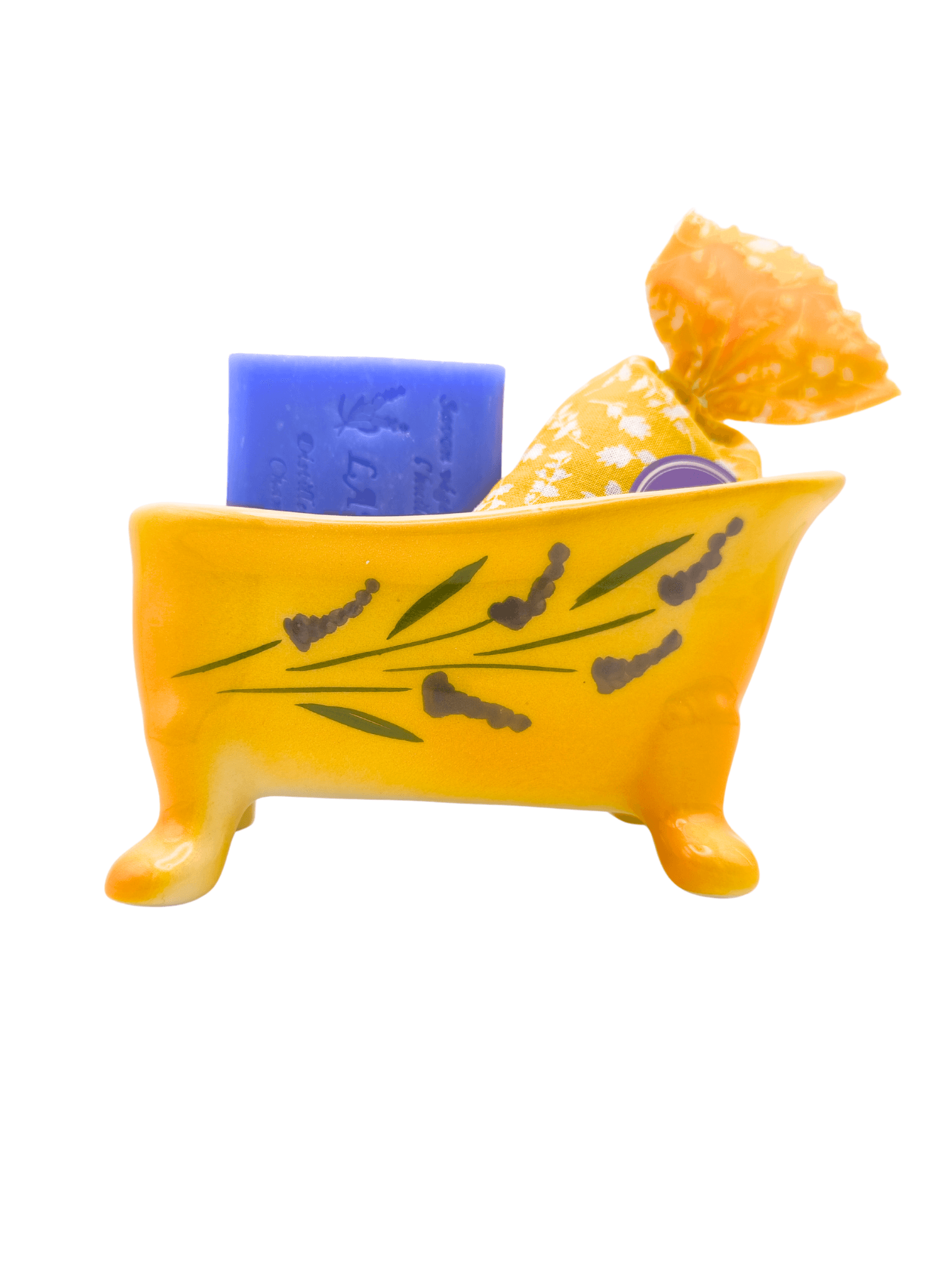 coffret baignoire lavande, set cadeau salle de bain, savon 125 g et sachet 18 g, Distillerie Française Éco responsable