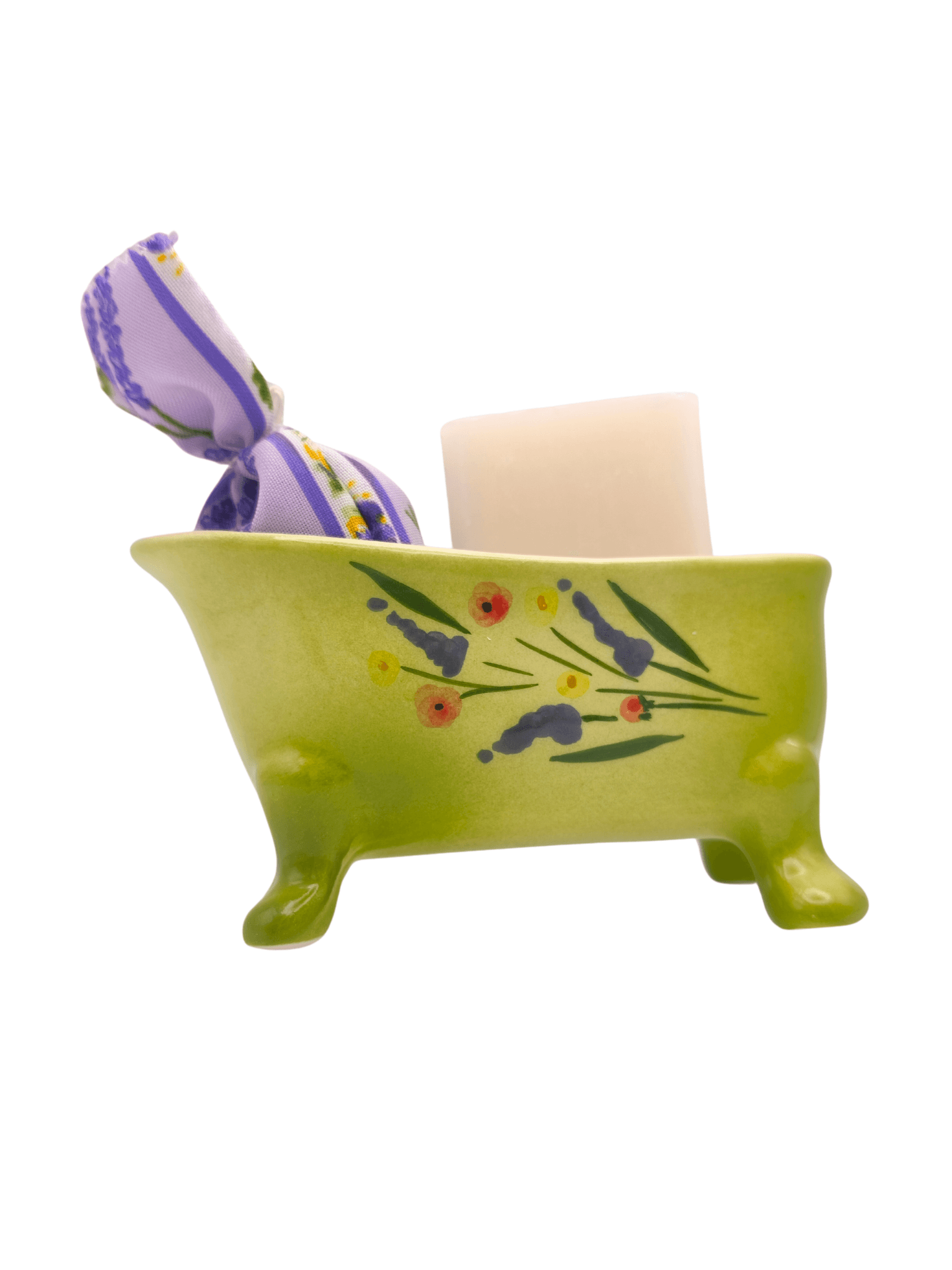 coffret baignoire lavande, set cadeau salle de bain, savon 125 g et sachet 18 g, Distillerie Française Éco responsable