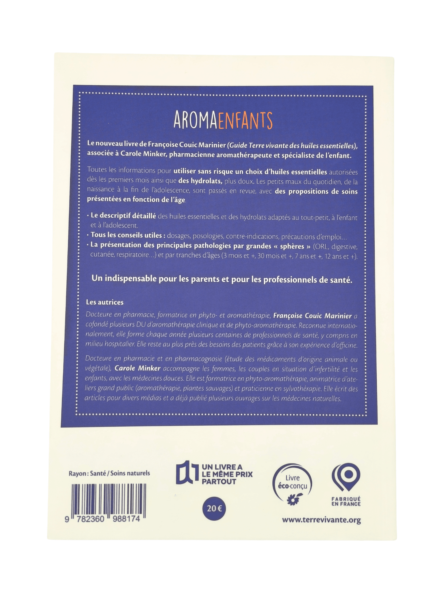 AromaEnfants · livre aromathérapie enfants · dosages et précautions · Terre vivante, fabriqué en France