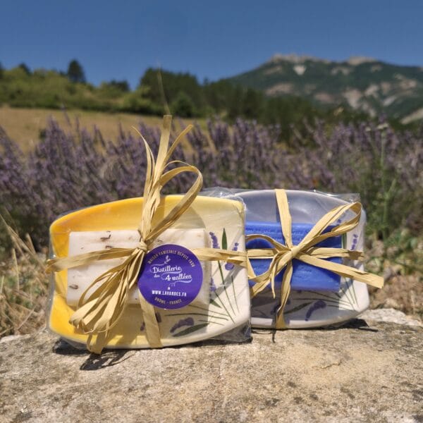 Lot petit porte-savon provençal & savon aux fleurs de lavande