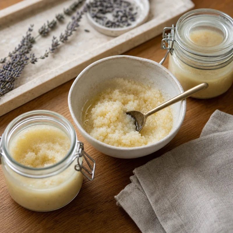 Recette de gommage corps au lavandin et au sucre : peau douce et parfumée après l’été