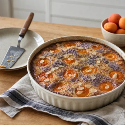 Clafoutis aux abricots et à la gelée de fleurs de lavande : recette provençale d’été