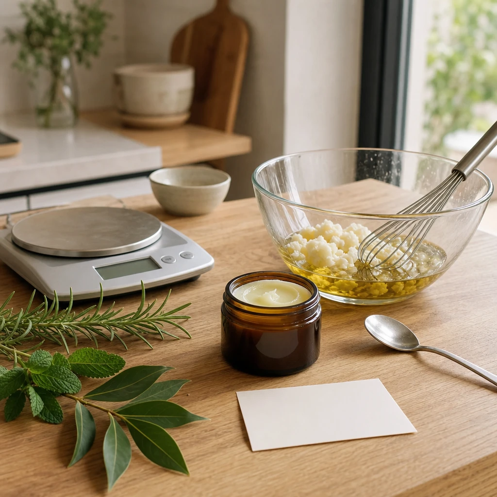 Recette de baume de massage décontracturant au romarin à camphre et à la menthe poivrée pour les jambes lourdes