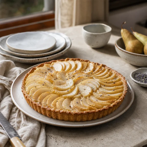 Tarte sablée à la lavande vrac et aux poires : la recette provençale simple et parfumée