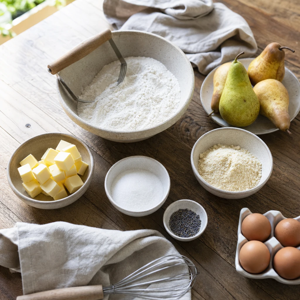 Tarte aux poires et à la lavande fine alimentaire de Chamaloc
